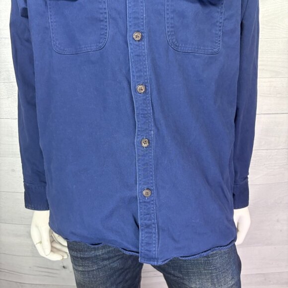 Lands End Mens Flannel-Lined Hurricane Shirt Navy Blue Traditional Fit Size L - Picture 5 of 13
